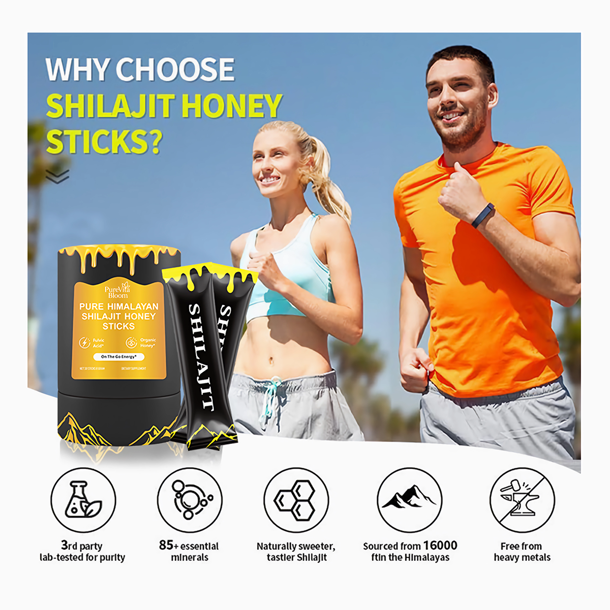 PurePureVitaBloom shilajit honey Sticks