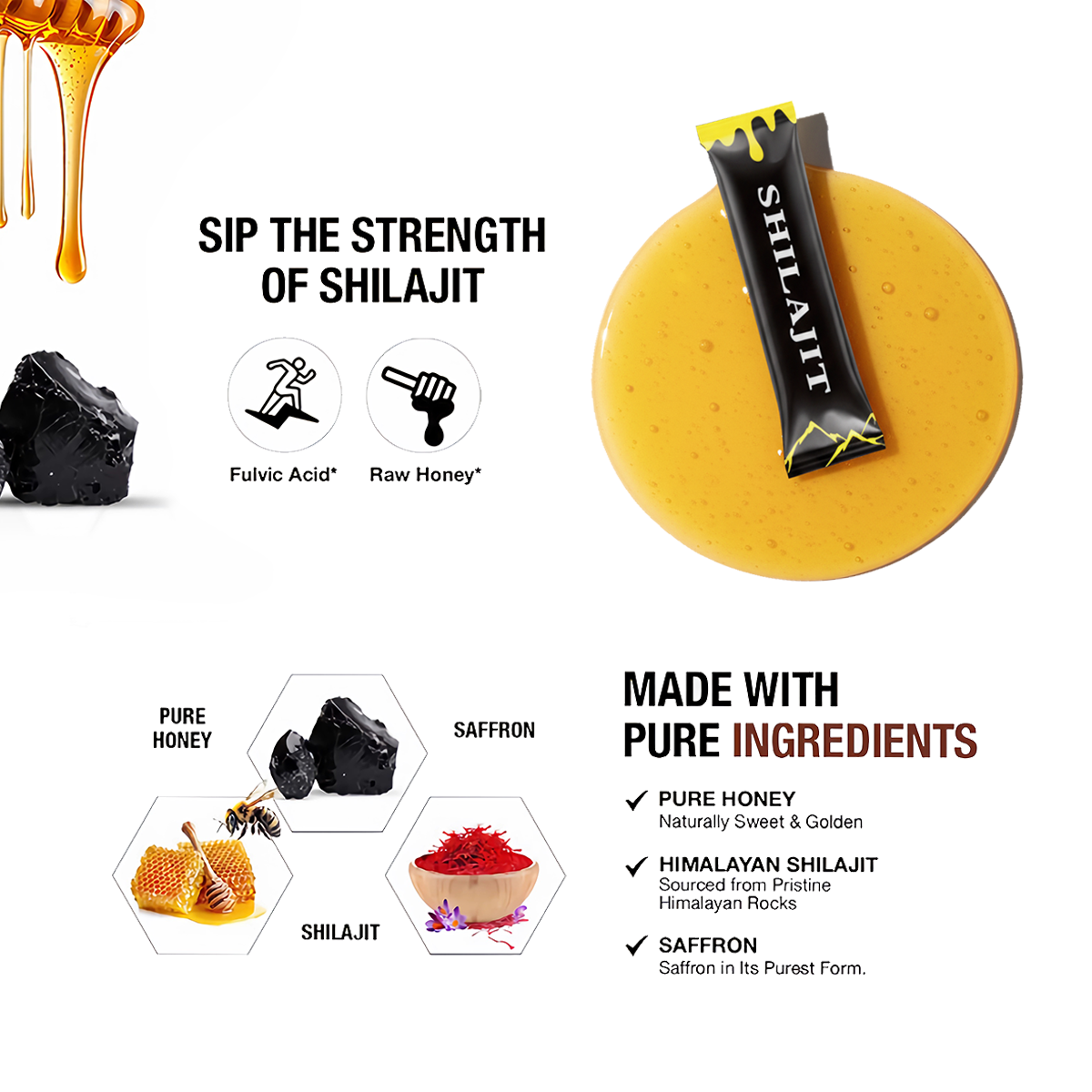 PurePureVitaBloom shilajit honey Sticks