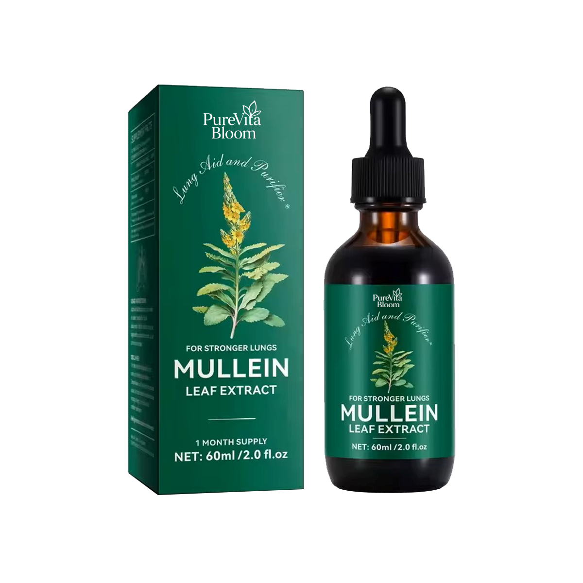 100% Natural Lung Cleanse Detox Mullein Leaf Extract Drops