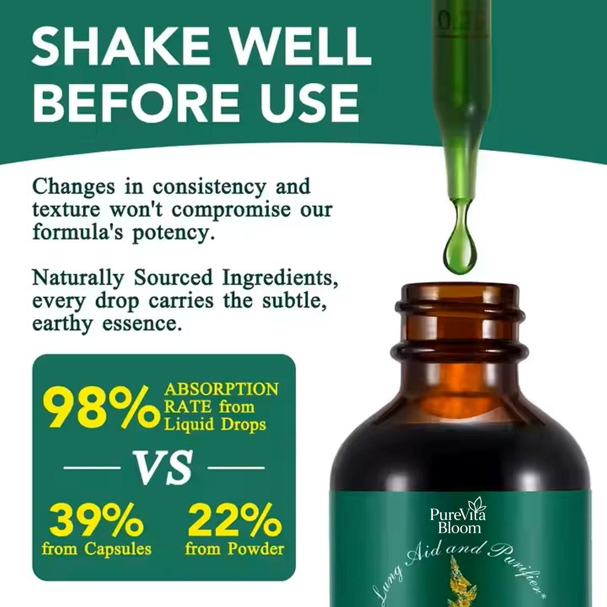 100% Natural Lung Cleanse Detox Mullein Leaf Extract Drops